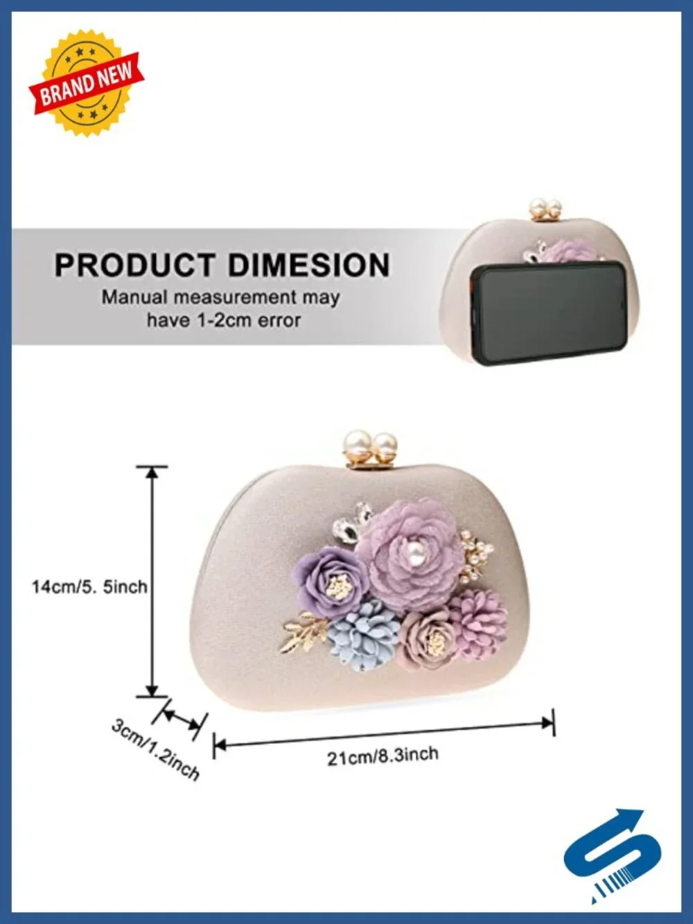 Faux Leather Satin Floral Evening Clutch Crossbody Bag Wedding
